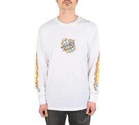 Santa Cruz Flaming Dice Dot Front L/S T-Shirt - White