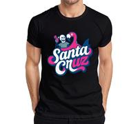 Santa Cruz Flamingo Skeleton Beach California Surfing Skate Retro Men's T-Shirt, black, S