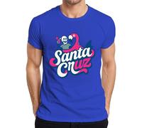 Santa Cruz Flamingo Skeleton Beach California Surfing Skate Retro Men's T-Shirt, blue, XL