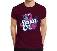 Santa Cruz Flamingo Skeleton Beach California Surfing Skate Retro Men's T-Shirt, burgundy, L
