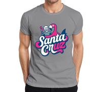 Santa Cruz Flamingo Skeleton Beach California Surfing Skate Retro Men's T-Shirt, gray, XXL
