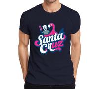Santa Cruz Flamingo Skeleton Beach California Surfing Skate Retro Men's T-Shirt, navy, XXL