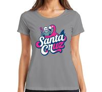 Santa Cruz Flamingo Skeleton Beach California Surfing Skate Retro Women's T-Shirt, gray, XL