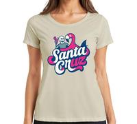 Santa Cruz Flamingo Skeleton Beach California Surfing Skate Retro Women's T-Shirt, natural, XXL