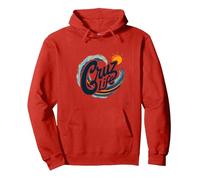 Santa Cruz Life Surf Wave Sun Graphic for Men Pullover Hoodie, Adult Unisex, Red, XL