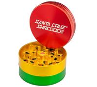 Santa Cruz Shredder Metal Spice and Herb Grinder Knurled Top for Stronger Grip 3-Piece Large 2.7" (Rasta)