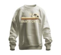 Santa Cruz Surfing California Beach Palm Trees Vintage Retro Sun Unisex Sweatshirt Pullover, natural, M