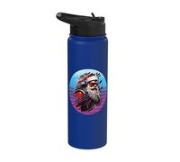 Santa Cyberpunk Futuristic Glitch high-tech Goggles Beard Stainless Steel Insulated Water Bottle