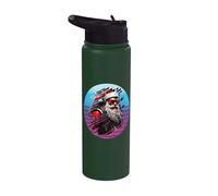 Santa Cyberpunk Futuristic Glitch high-tech Goggles Beard Stainless Steel Insulated Water Bottle