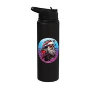 Santa Cyberpunk Futuristic Glitch high-tech Goggles Beard Stainless Steel Insulated Water Bottle