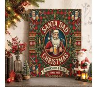 Santa Dad Beer Workshop Christmas Sign Claus Canvas Wall Art 12x16