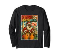 Santa DC Go-Go Music- Holiday Urban Streetwear Long Sleeve T-Shirt