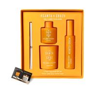 Santa De Cruz Diffuser, Room Spray, Candle Gift Set | Scented Home Fragrance Trio | Aroma Diffuser, Sticks, Spray, Candle Gifts for Women | Includes Safety Tips Guide (Vanilla Almond & Salted Caramel)