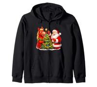 Santa Decorating Tree With Horse Zip Hoodie