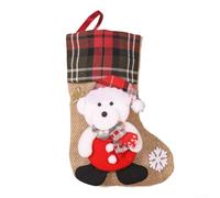 Santa Design Christmas Stocking for Hanging, Large Size Fabric with Ample Capacity for Toys and Treats, Suitable for Fireplace or Tree Display (E-W92)