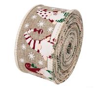 Santa Design Webbing Ribbon for Christmas Tree Decoration and Wreath Making, Cloth Material Ribbon 5cm by 5m for Holiday Use (Gray)