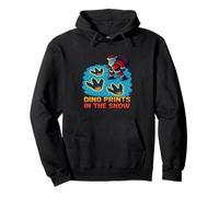 Santa Dino Prints in the Snow Funny Christmas Pullover Hoodie