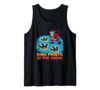 Santa Dino Prints in The Snow Funny Christmas Tank Top