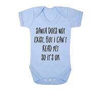 Santa Doesn't Exist but I Can't Read Yet Baby Grow Vest, 0-3 Months, Pastel Blue