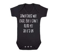 Santa Doesn't Exist but I Can't Read Yet Baby Grow Vest, 6-12 Months, Black