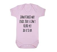 Santa Doesn't Exist but I Can't Read Yet Baby Grow Vest, 6-12 Months, Pastel Pink