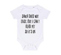 Santa Doesn't Exist but I Can't Read Yet Baby Grow Vest, 6-12 Months, White