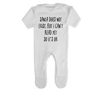 Santa Doesn't Exist but I Can't Read Yet Baby Romper Jumpsuit with feet, 3-6 Months, White