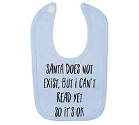 Santa Doesn't Exist but I Can't Read Yet Cotton Baby bib - Pastel Blue