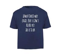 Santa Doesn't Exist but I Can't Read Yet Short Sleeve Cotton Toddler t Shirt, 3-4 Years, Navy