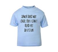 Santa Doesn't Exist but I Can't Read Yet Short Sleeve Cotton Toddler t Shirt, 3-4 Years, Pastel Blue