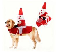 Santa Dog Costume Christmas pet Costumes Santas Claus Riding Pet Cosplay Costumes Party Dressing up Unique Santa Claus Theme Funny Gift Suits for Christmas Party Birthday (S)