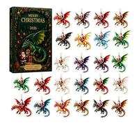 Santa Dragon Riders Advent Calendars, 2D Acrylic Santa Riding Dragon Statue | 24 Days Christmas Countdown Calendar, Santa's Dragon Riders Ornament Collection, Hanging Pendant Christmas Tree Decoration