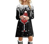 Santa Dress For Women, Christmas Tunics For Women UK Women'S Christmas Snowflakes Xmas Elf Mrs Dress Ladies Xmas Dresses Costume Adult Mrs Santa Claus Costume