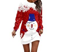 Santa Dress For Women, Women'S Christmas Snowflakes Xmas Long Black Skirt Mini Dress Long Dresses For Women UK Christmas Costume Womens Santa Costume