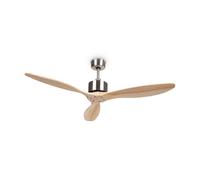 KLARSTEIN Santa Elena Ceiling Fan - Diameter: 52” (132 cm), 3 Real Wood Blades, Air Throughput: 9,060 m³ / h, Timer, 3 Speed Levels, Low Noise: max. 45 dB, Remote Control, Light Wood