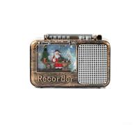 Santa Elk Cart Christmas Radio Music Box Ornament with Illuminated Snow Scene, USB Powered Festive Holiday Decoration with Adjustable Volume and Melodies,(Santa Claus)