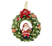 Santa Express 27cm Ceramic Hanging Santa Wreath RED,GREEN