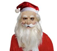 Santa Face Cover - Christmas Realistic Funny Latex - Full Face Cover With Red Santa And Beard Hat | For Men Women Kids Adults Christmas Family Reunion Celebration S