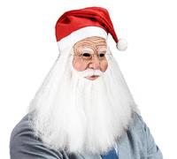 Santa Face Santa Facepiece Adult, Full Over Head Latex Facepiece, Adult Chrismas, Beard Red Hat, Claus Facepiec Christmas Costume Accessory | Hidden Holiday Party Cosplay For Adults