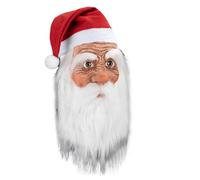 Santa Facpiece Christmas Claw Latex , Full Over Head Design, Realistic Beard with Red Hat, Soft Comfortable Material, Holiday Costume Accessories for Adults, Party, Cosplay, Festive Event
