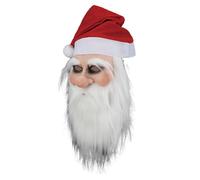 Santa Facpiece Christmas Claw Latex Mask, Full Over Head Design, Realistic Beard with Red Hat, Soft Comfortable Material, Holiday Costume Accessories for Adults, Party, Cosplay, Festive Event