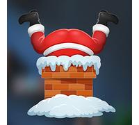 Santa Falling Down The Chimney Christmas Window Sticker Reuseable - Fun Colour Double sided Santa Window Sticker