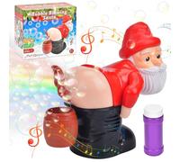 Santa Fart Bubble Machine, Fart Bubble Machine, Funny Automatic Christmas Bubble Blower Machine, Electric Blowing Bubble Toy with Music & Flashing Lights, Christmas Birthday Party Gifts for Kids(B)