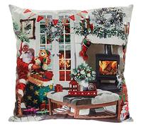 Santa Father Christmas Festive Snow Scene LED Light Up Cushion & Insert Approx 40cm x 40cm
