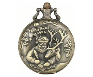 Santa Father Christmas Lost Magic Pocket Watch, Vintage Gold Pocket Watch with Chain. Perfect for Xmas Eve Box, Santa Letter, or Christmas Day. A magical gift straight from the North Pole!