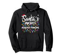 Santa Favorite Assistant Principal Christmas Lights Xmas PJ Pullover Hoodie