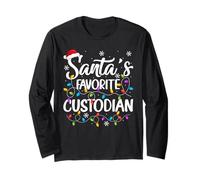 Santa Favorite Custodian Christmas Lights Funny Janitor Xmas Long Sleeve T-Shirt