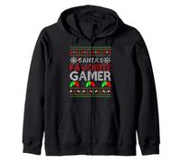 Santa Favorite Gamer Christmas Ugly Sweater Video Game Xmas Zip Hoodie