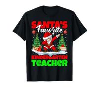 Santa Favorite Kindergarten Teacher Christmas Dabbing Santa T-Shirt