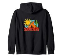 Santa Fe Adobe Sunset Southwest Desert Sunscape Style Zip Hoodie